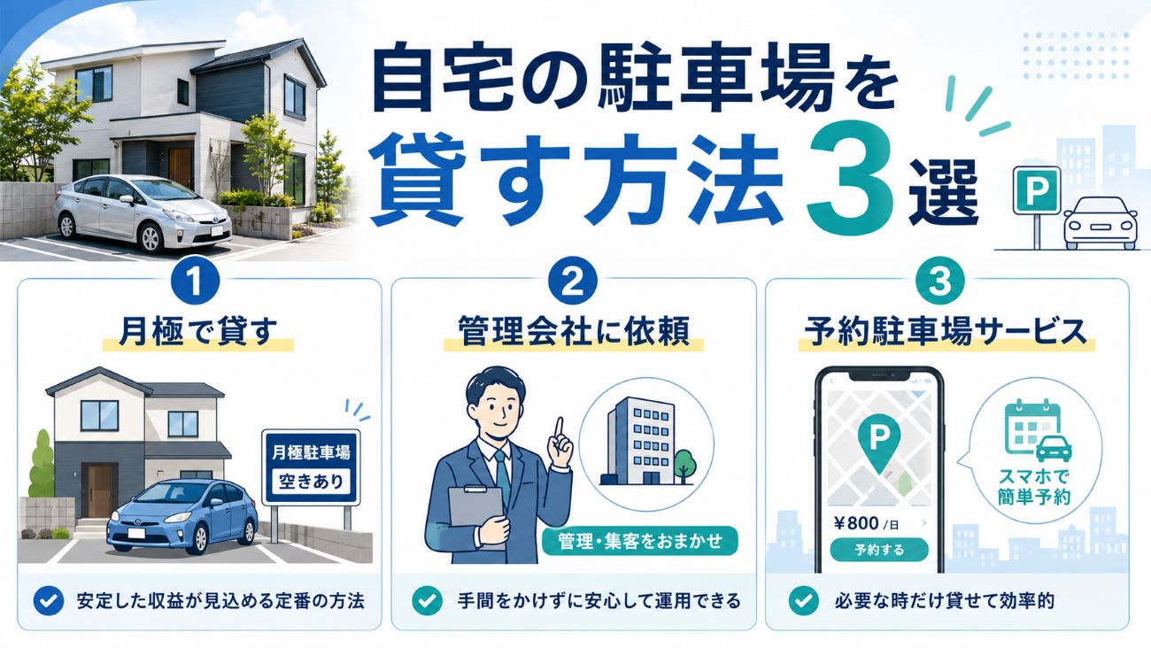 自宅の駐車場を貸す方法3選