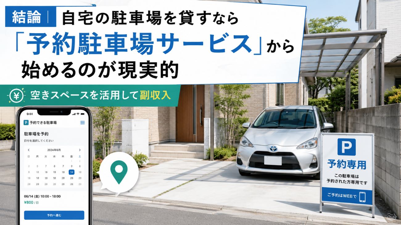 結論｜自宅の駐車場を貸すなら「予約駐車場サービス」から始めるのが現実的