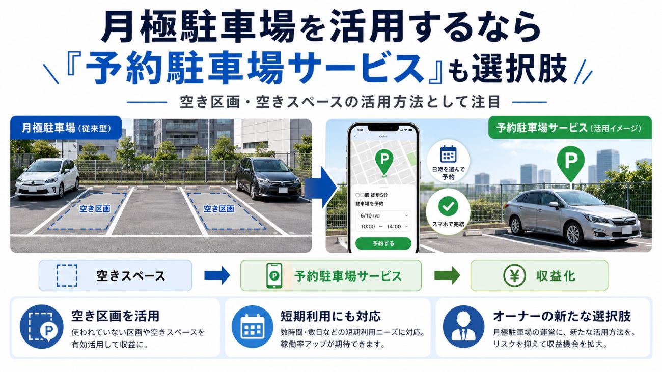 月極駐車場を活用するなら「予約駐車場サービス」も選択肢