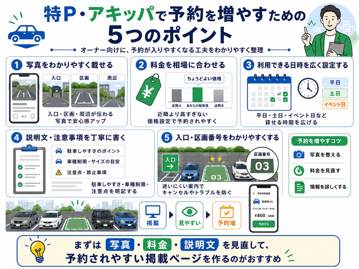 特P・アキッパで予約を増やすための5つのポイント
