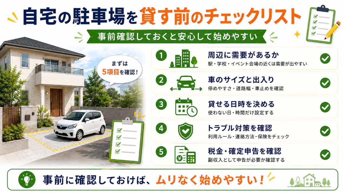自宅の駐車場を貸す前のチェックリスト