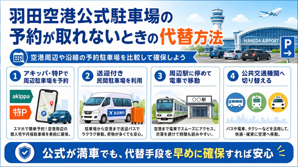 羽田空港公式駐車場の予約が取れないときの代替方法