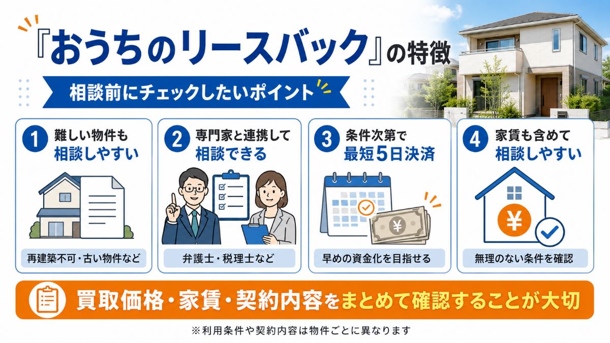 おうちのリースバック」の特徴