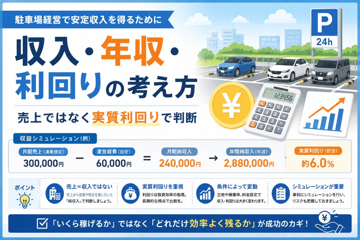 駐車場経営の利回りは「表面利回り」ではなく実質利回りで考える