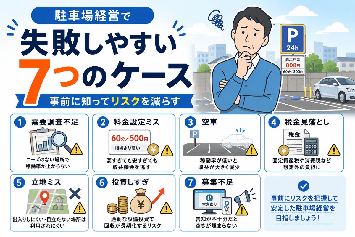 駐車場経営で失敗しやすい7つのケース