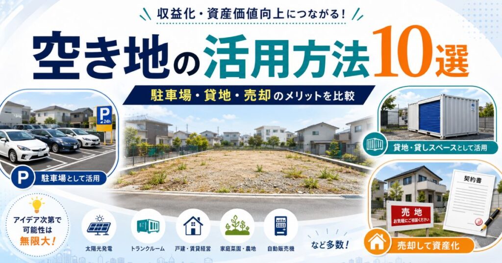 空き地の活用方法10選｜駐車場・貸地・売却のメリットを比較
