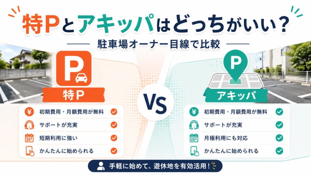 特Pとアキッパはどっちがいい？駐車場オーナー目線で手数料・始めやすさ・注意点を比較