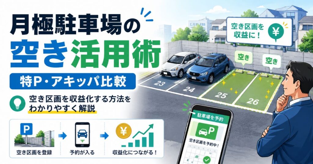 月極駐車場の空きを特P・アキッパで活用する方法｜駐車場シェア2社を比較