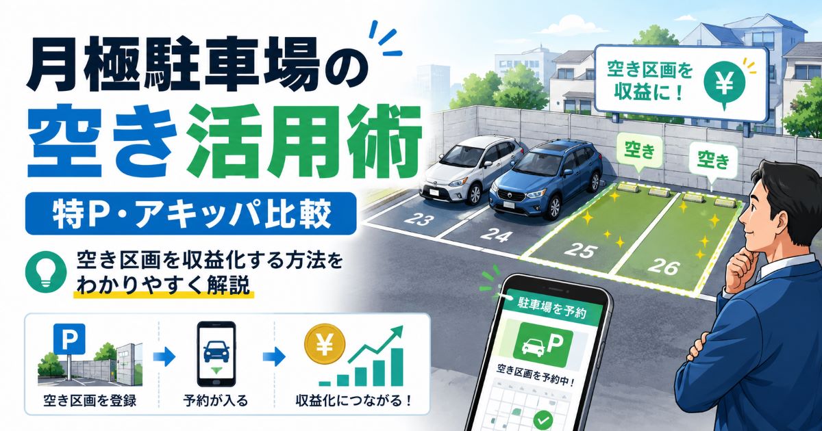 月極駐車場の空きを特P・アキッパで活用する方法｜駐車場シェア2社を比較