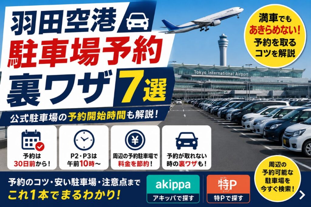 羽田空港の駐車場予約を取る裏ワザ7選｜満車時の安い代替駐車場も紹介