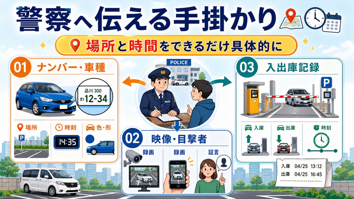警察の確認につながる当て逃げの証拠一覧