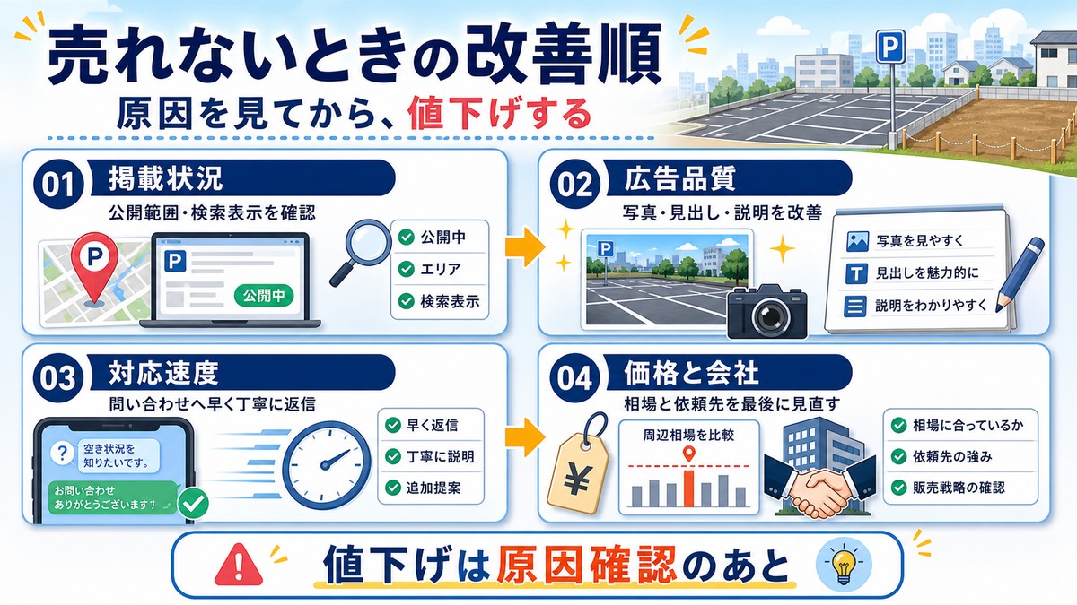 不動産が売れない場合の掲載広告価格会社の見直し順