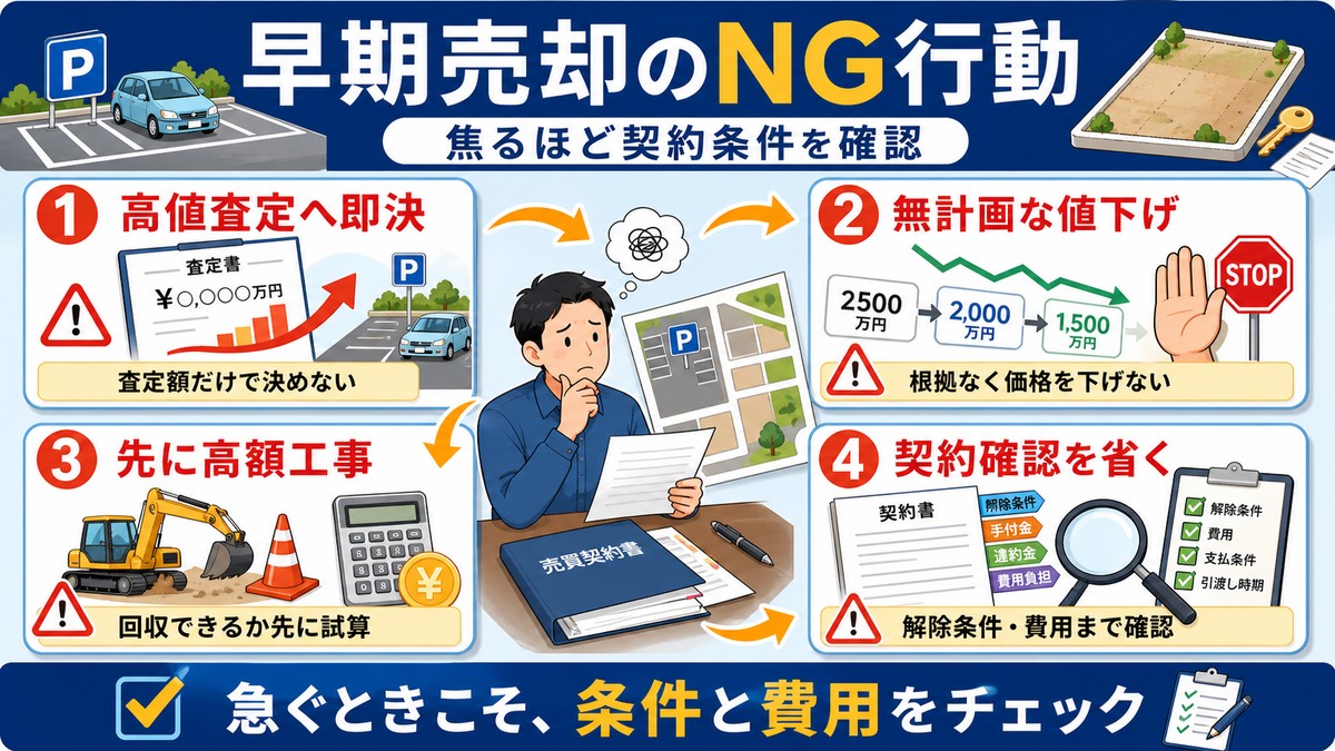 不動産の早期売却で避けたい高値査定への即決や拙速な値下げ