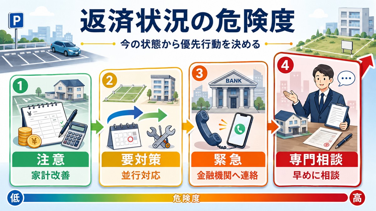 住宅ローン返済の危険度を4段階で示した図解