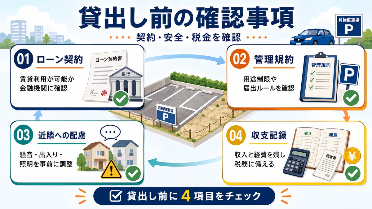 自宅駐車場を貸す前に確認したい契約や安全対策のチェックリスト