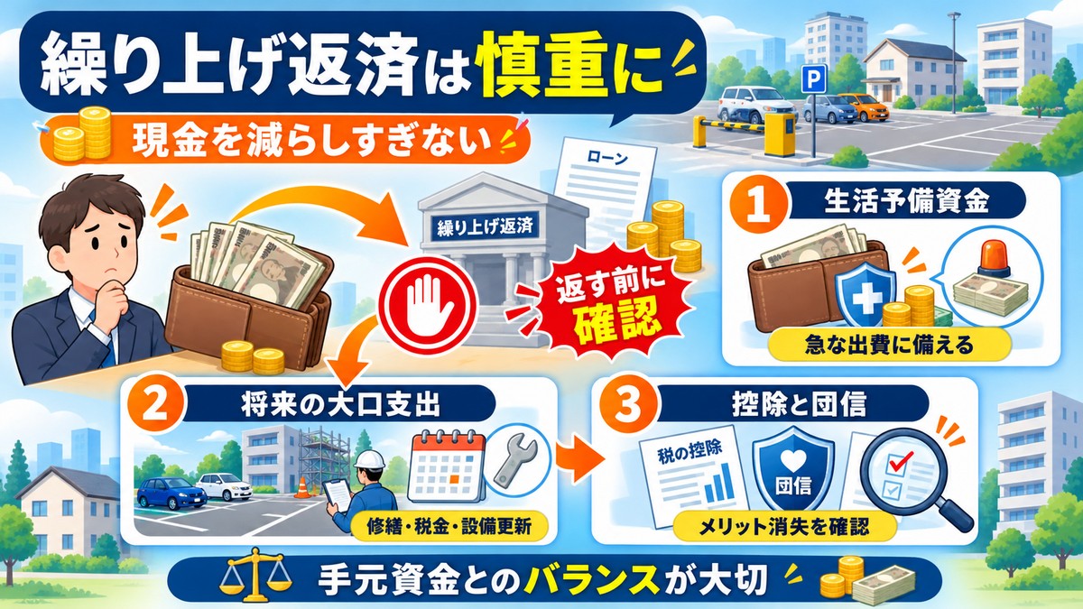 繰り上げ返済前に確認すべき注意事項の図