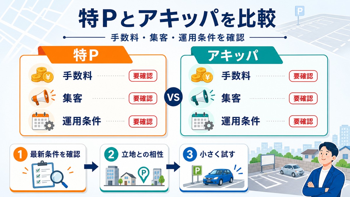 特Pとアキッパを駐車場オーナー目線で比較する図